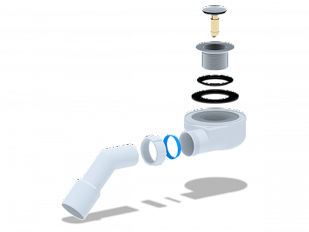 АНИПЛАСТ Сифон для душевого поддона 11/2&quot;х50 h=55mm, хром, клик-клак,  с переходной трубой 45°40*50