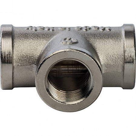 Тройник резьбовой латунный STOUT никель 3/8&quot; В