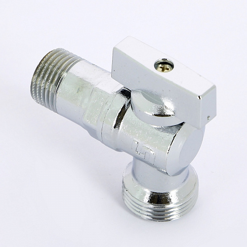Кран шаровой потребительный угловой UNI-FITT бабочка 1/2&amp;quot;х3/4&amp;quot; НН, для стиральных и посуд машин,хром