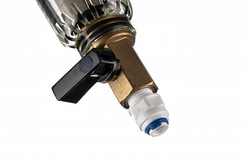 Фильтр промывной с манометром ГЕЙЗЕР БАСТИОН Ø53 никель 1/2&amp;quot; АМ-АМ, 90 мкм, пластиковая колба