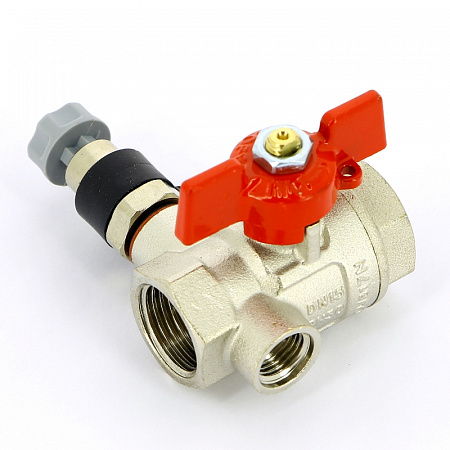 UNI-FITT Кран шаровой ВВ 1/2&quot; с дренажным вентилем (заглушка 1/4&quot;), бабочка