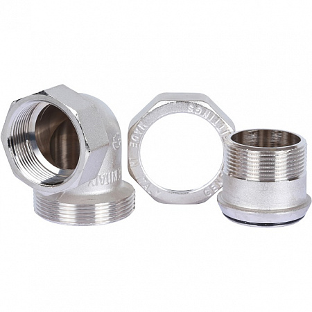 Американка УГЛОВАЯ резьбовая латунная (с прокладкой o-ring) STOUT никель 11/2&quot; ВН