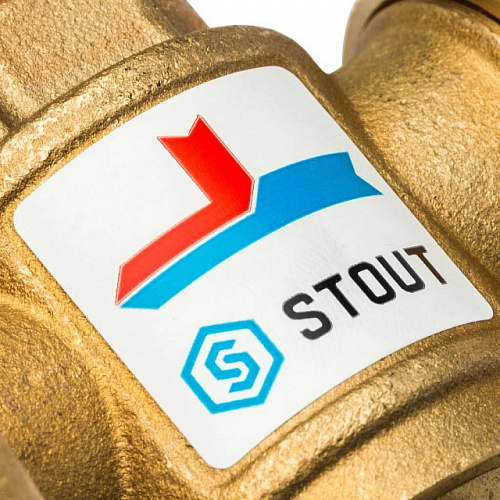 Клапан трехходовой термостатический смесительный STOUT 11/2&amp;quot; Н-11/2&amp;quot; В-1&amp;quot; В (70°С)