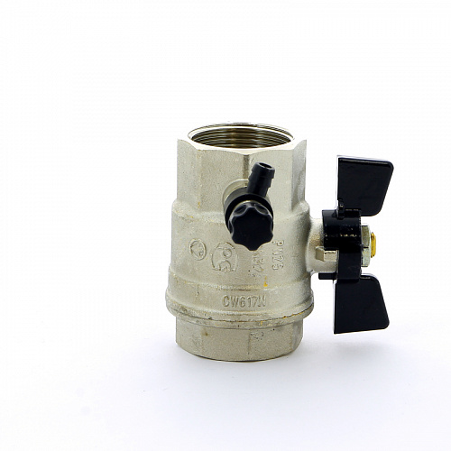 Кран шаровой BUGATTI OREGON 332 бабочка 11/4&amp;quot; ВВ, с дренажем и воздухоотводчиком