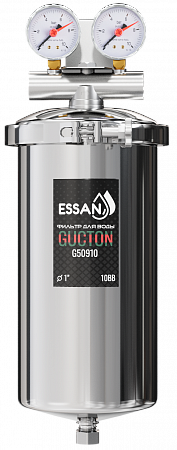 Корпус-колба фильтра из нержавейки ESSAN GUCTON горячая и холодная вода 10BB, 1&quot; В,под 2 манометра