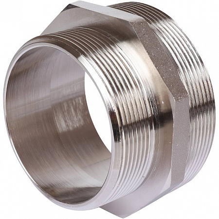 Ниппель переходной резьбовой латунный STOUT никель 3&quot;x2 1/2&quot; Н