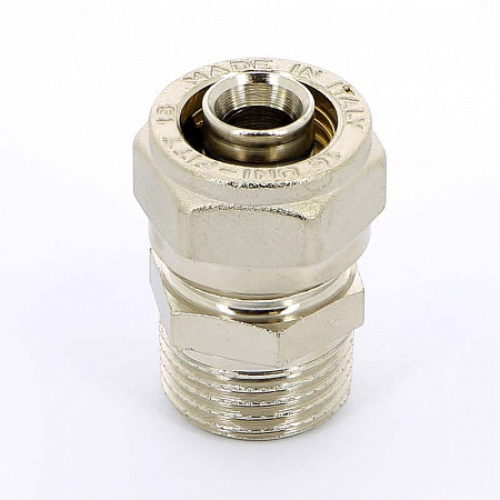 Муфта обжимная латунная UNI-FITT никель Ø16х1/2&quot; Н