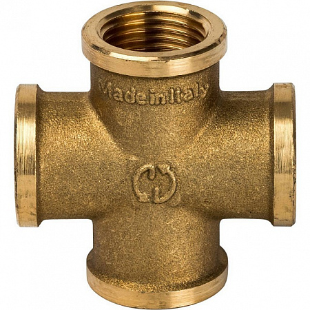 Крестовина резьбовая латунная STOUT без покрытия 1/2&quot; В