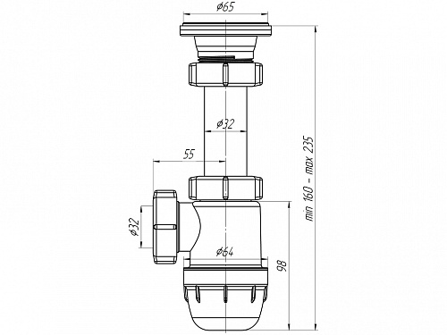 Сифон для умывальника пластиковый АНИПЛАСТ ЮНГ BM1000 11/4&amp;quot;х32