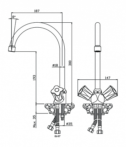 Смеситель для кухни OLIVE'S VIGO 21430VG хром, латунь, упак (10 шт)