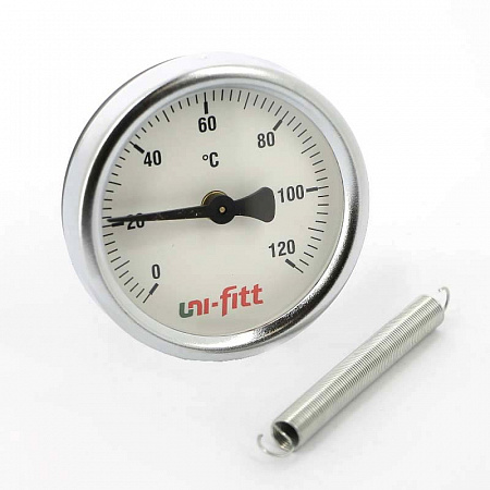 Термометр биметаллический накладной UNI-FITT Ø63-1/2&quot;, +120°C
