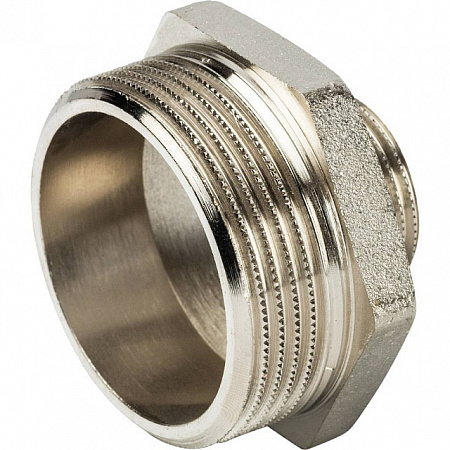 Ниппель переходной резьбовой латунный STOUT никель 11/2&quot;x3/4&quot; Н