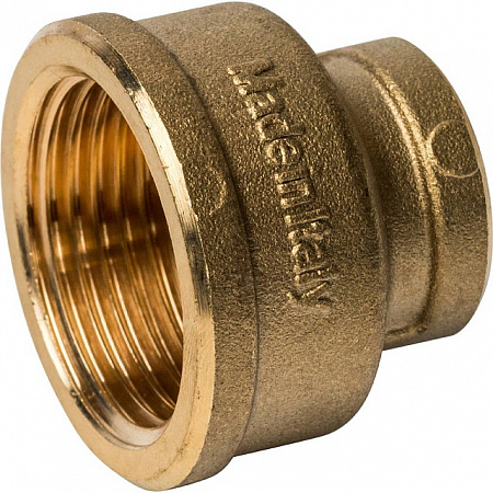 Муфта переходная резьбовая латунная STOUT без покрытия 1&quot;x1/2&quot; В