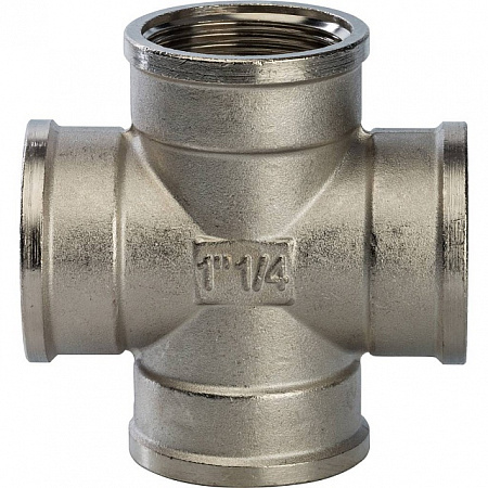 Крестовина резьбовая латунная STOUT никель 11/4&quot; В
